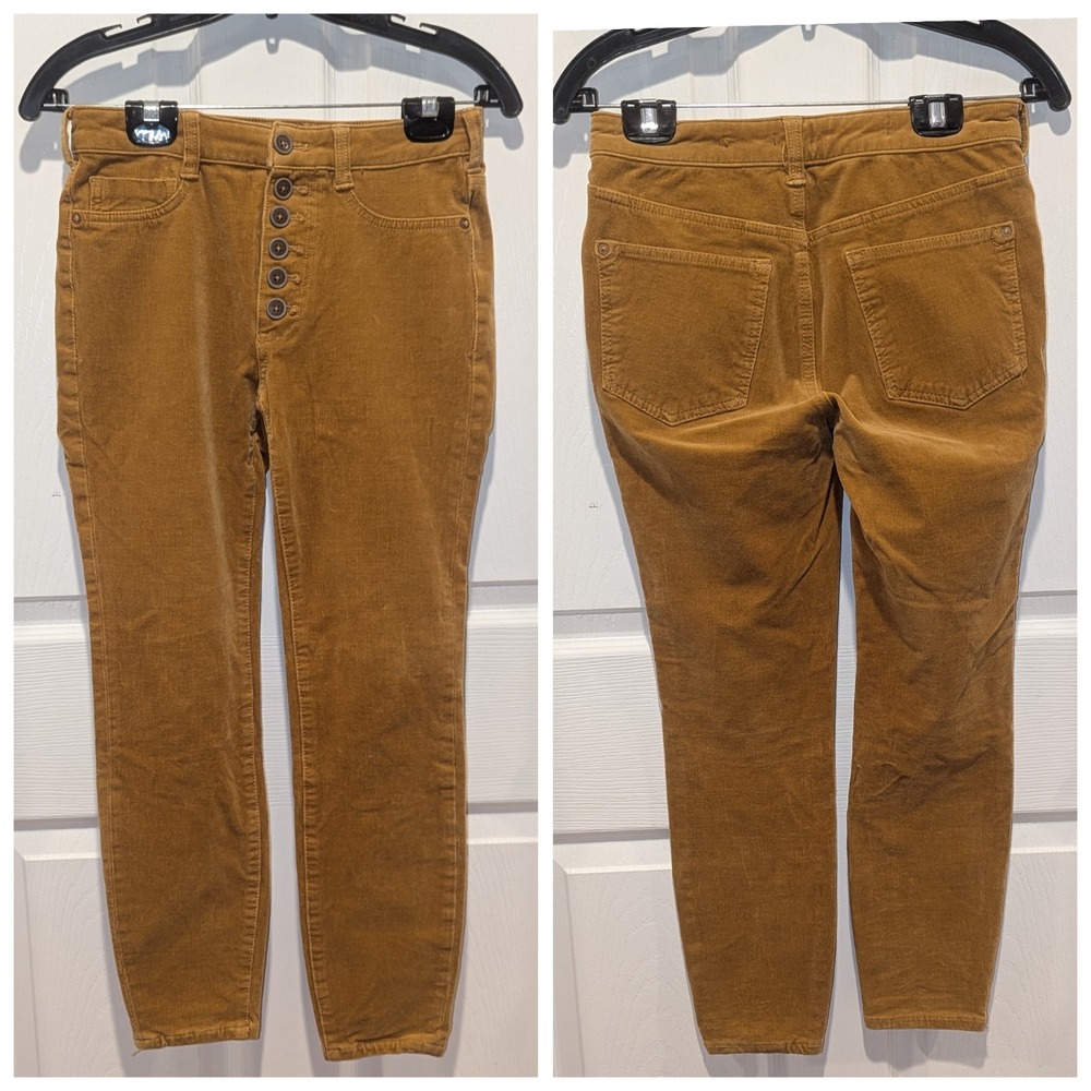 70s Boho Mustard Corduroy High Rise Skinny Pants Anthropologie Pilcro 27